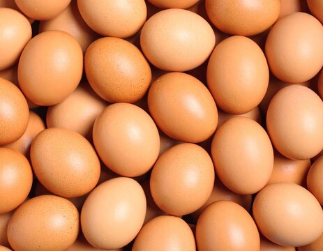 Heap of Brown Eggs top view of eggs 