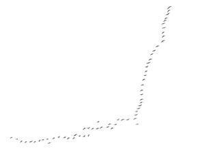 A flock of birds flying in a line across a white background