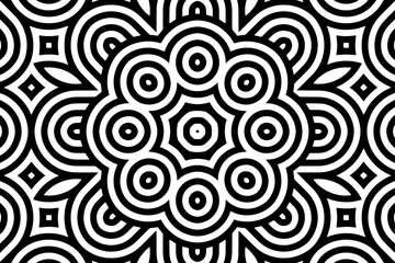 Geometric ethnic creative black white pattern. Template, stencil for laser cutting metal, wood carving, coloring, stained glass, logo. Ornaments, fresco, tiles of the East, Asia, India, Mexico, Aztec.