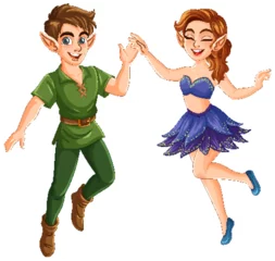 Fototapete Rund Playful Fairy Duo in Whimsical Dance © GraphicsRF