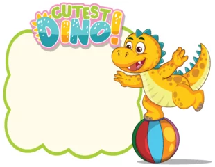 Fototapete Rund Playful Dinosaur Balancing on Colorful Ball © GraphicsRF