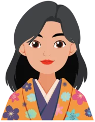 Fototapete Rund Woman in Traditional Floral Kimono © GraphicsRF