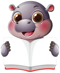 Fototapete Rund Happy Hippo Reading a Book © GraphicsRF