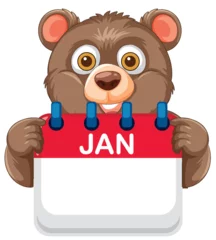 Fototapete Rund Bear Holding January Calendar Page © GraphicsRF