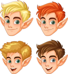 Fototapete Rund Colorful Fairy Character Heads with Varied Hairstyles © GraphicsRF