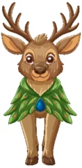 Fototapete Rund Whimsical Deer with Enchanted Leaf Cloak © GraphicsRF