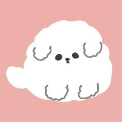 まんまるのビションフリーゼの子犬のキャラクターのイラスト