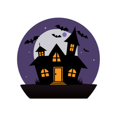 Spooky dark halloween house isolated on a transparent Background 