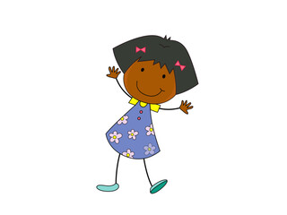 Happy little girl cartoon illustration
