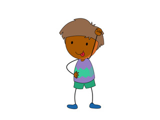 Playful cartoon boy with tongue out