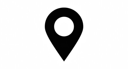 Minimalist location marker icon isolated on black background