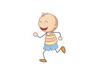 Happy running child cartoon illustration