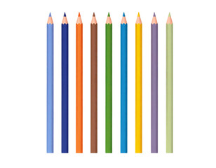 A collection of vibrant colored pencils arranged in a row, perfect for artistic projects.