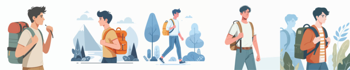 Fototapeta premium vector character carrying a bag