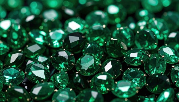 Sparkling Emerald Green Gems Close Up Rich Jewel Tones Luxury Texture Background - Powered by Adobe
