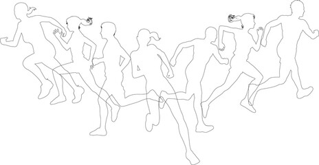 Fototapeta premium Silhouette Runners Running Sports Silhouettes Set