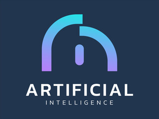 Artificial intelligence with letter A robot face technology Analysis logo vector design concept. AI technology logotype symbol for advance technology, tech company, identity, ui, website, automation.