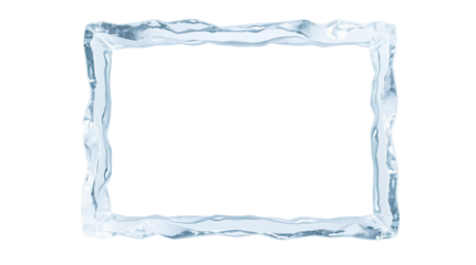 Photo of rectangular frame made of ice, with jagged edges isolated on transparent background.png