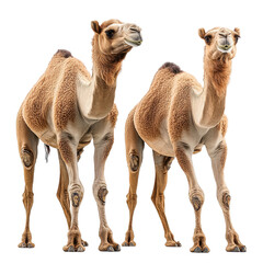Obraz premium Two camels isolated on transparent background.