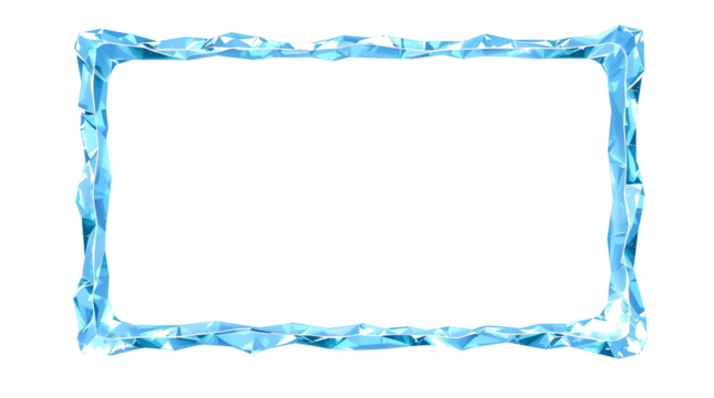 Photo of rectangular frame made of ice, with jagged edges isolated on transparent background.png