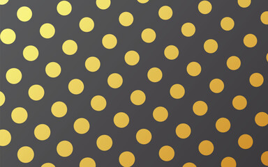 seamless pattern features shimmering gold polka dots evenly distributed across a sophisticated dark gray background, perfect for various design applications.