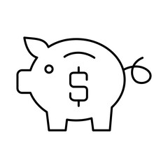 Piggy Bank Line Icon. Investment, Finance, Economy, Portfolio, Strategy, Money, Investor, Currency, Retirement, Wealth Icons. Editable Stroke Vector Illustration