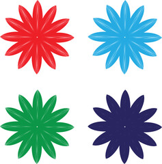set of colors vector flowers