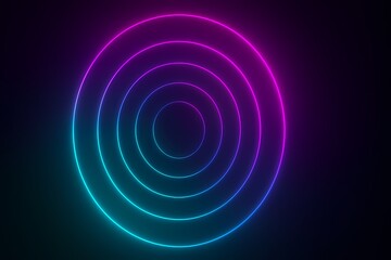 Naklejka premium Neon Gradient Circular Rings. This image shows vibrant neon gradient circular rings against a dark background. 