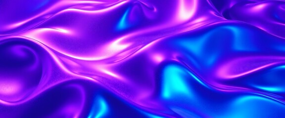 Obraz premium Abstract 3D Plastic Waves Background with Purple and Blue Textures and Shiny Light Reflections