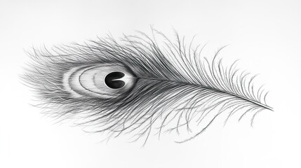 Obraz premium Detailed grayscale drawing of a peacock feather