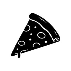 Slice of pizza silhouette vector flat illustration design.