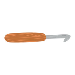Metal crochet hook.Vector illustration. A tool for needlework