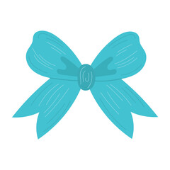 One vector element is a blue bow.Various hand-painted gift decorations on a white background. The silhouette of a satin gift bow