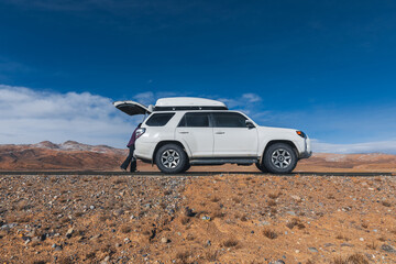 OFFROAD car on high altitude mountains,Tibet,China
