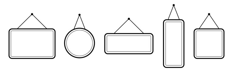 Naklejka premium Vector illustration of hanging photoframe set isolated on transparent background