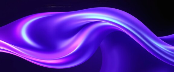 Abstract 3D Plastic Waves Background with Purple and Blue Textures and Shiny Light Reflections