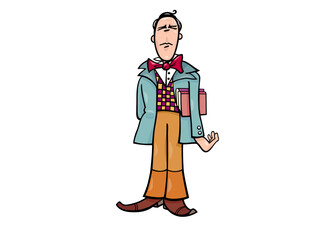 A Quirky Gentleman with Books and a Bow Tie
