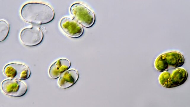 Microscopic: Cosmarium algae cells culture 