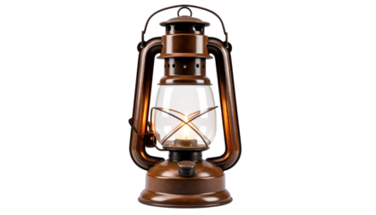 Vintage brown lantern with flame