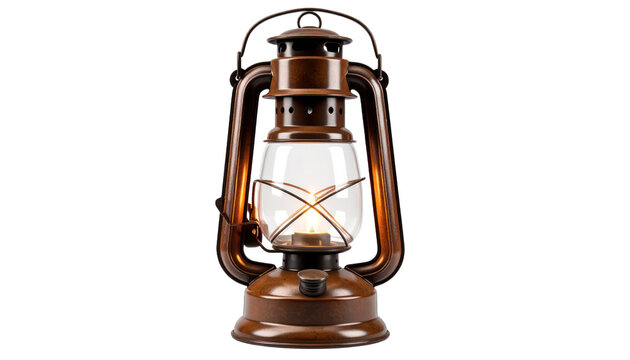 Vintage brown lantern with flame