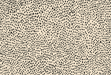 seamless pattern of small dots in light beige and black, arranged to create an abstract cheetah-like texture, perfect for creating animal print wallpaper or fabric designs