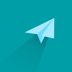 Illustration vector graphic of paper plane on blue.