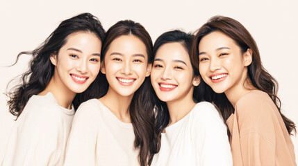 明るい笑顔の女性グループポートレート