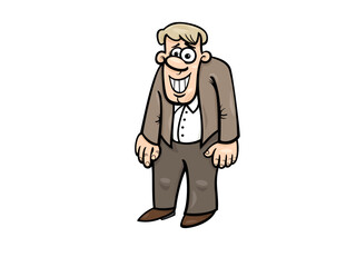 Happy cartoon man in business suit