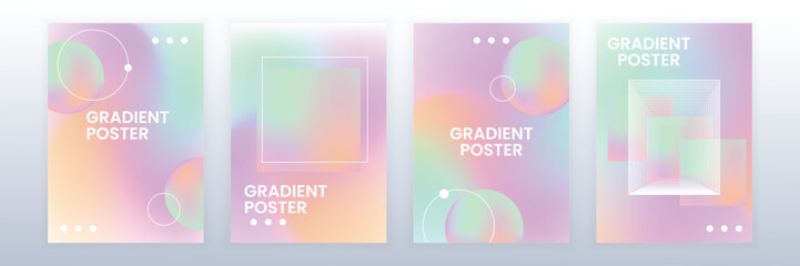 Colorful Gradient Poster Set Template 