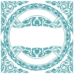 Decorative ornamental floral monochrome blank card template