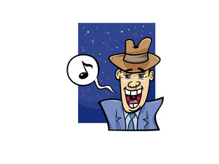 Man in Hat Singing Happily Under the Night Sky