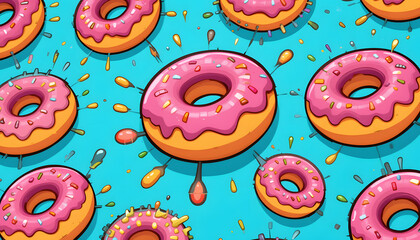 Colorful, cute, and delicious donut seamless pattern vector illustrationColorful, cute, and delicious donut seamless pattern vector illustration