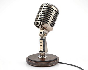 Fototapeta premium retro microphone isolated on white