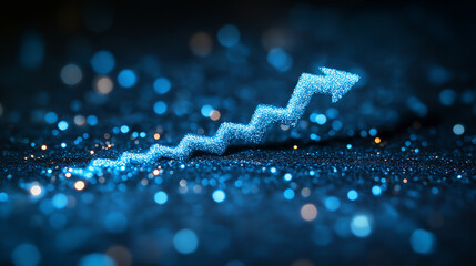 Blue financial chart on blackboard showing real estate market growth concept

